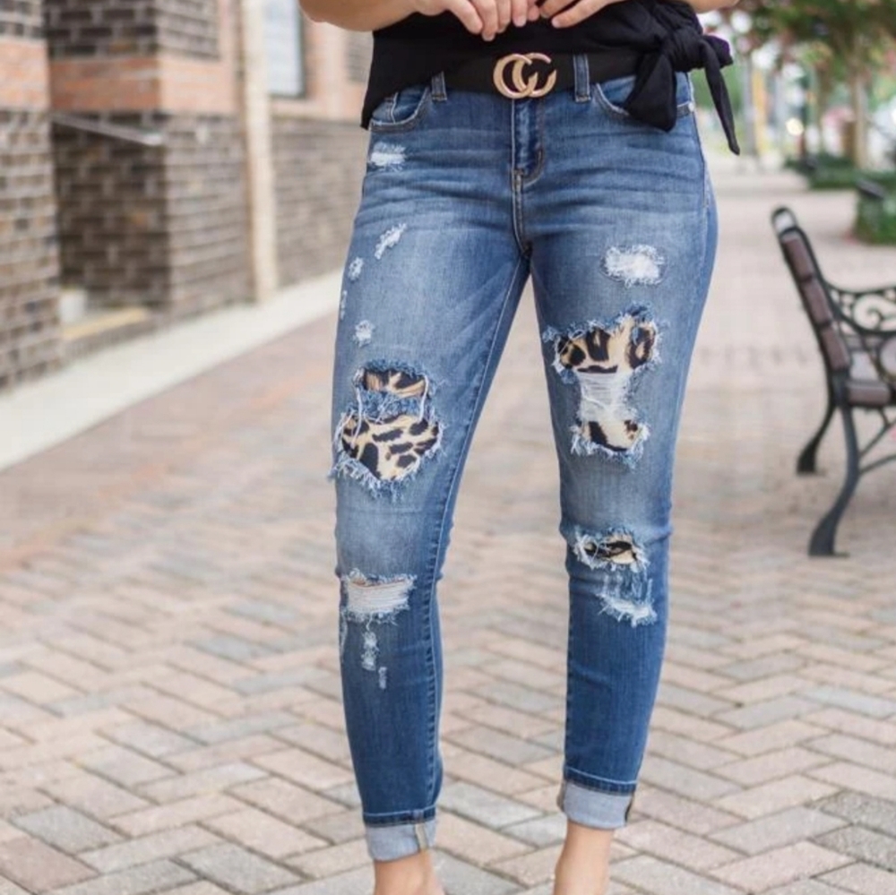 Judy Blue leopard patch jeans
